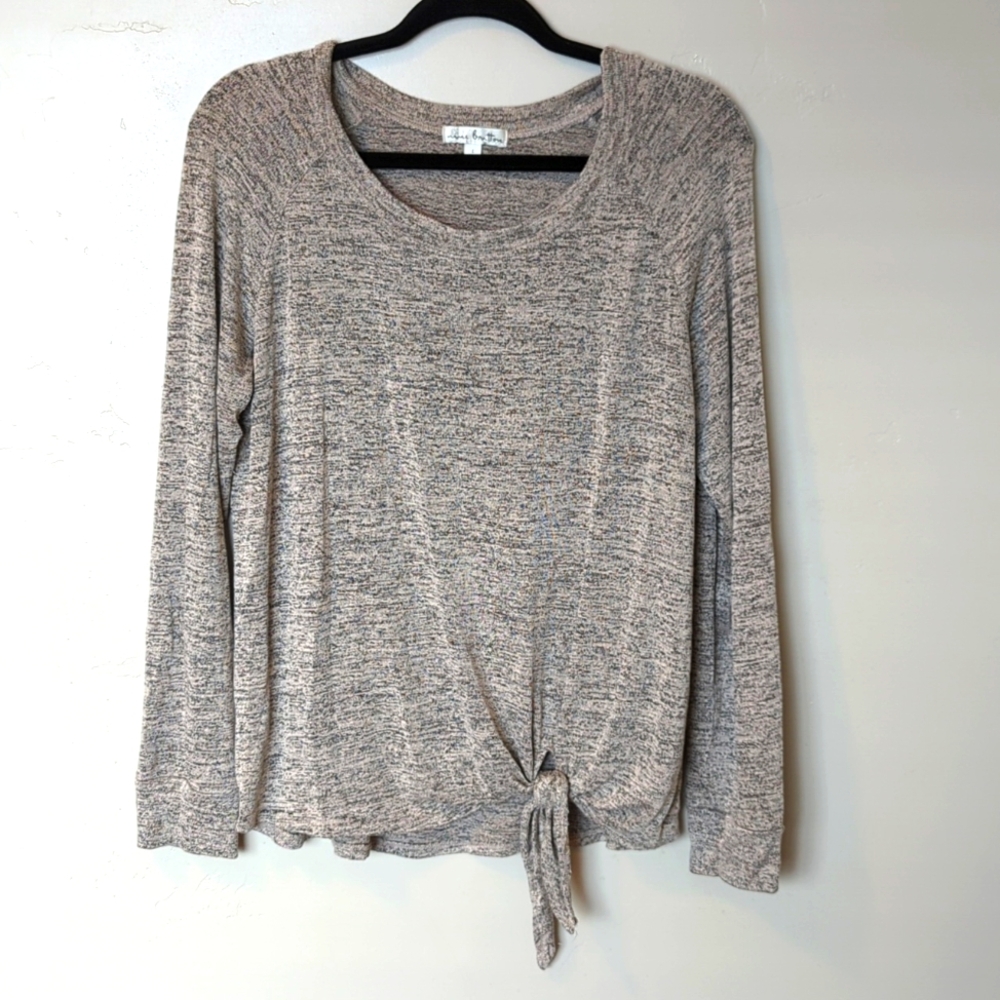 Nine Britton Grey‎ Relaxed Fit Tie Long Sleeve Shirt L